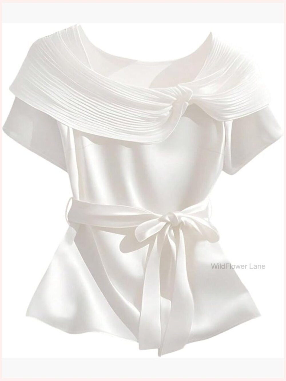 Plus Size Asymmetrical Neck Blouse Short Sleeve Tie Waist Work Shirt